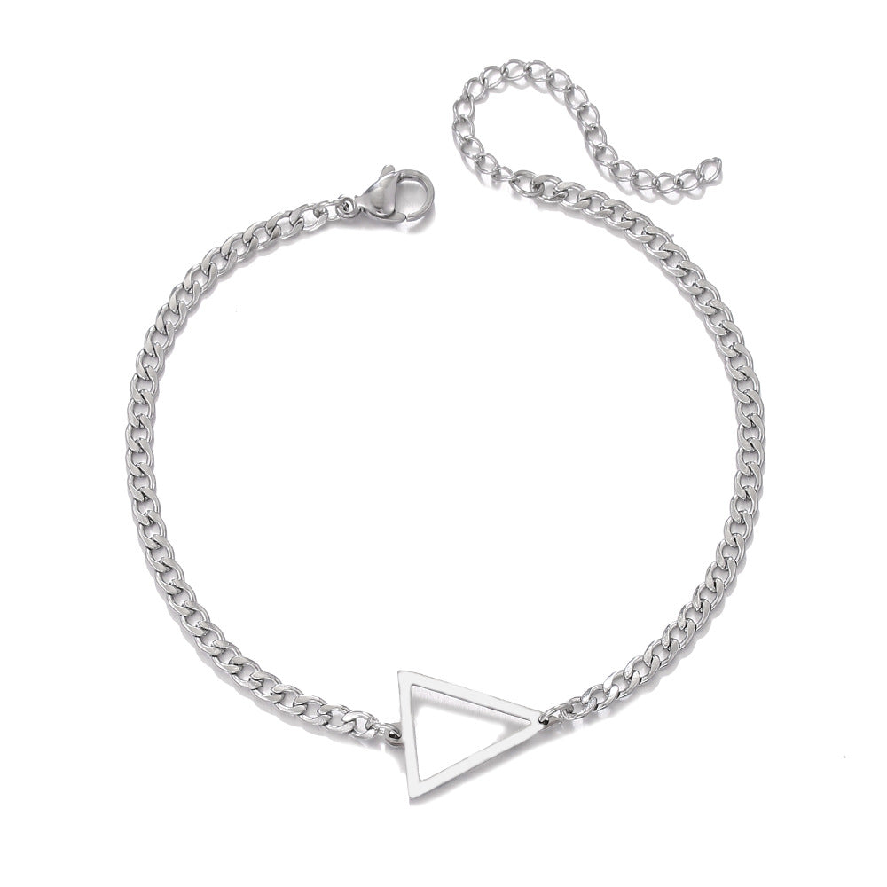 Pulsera de Acero Inoxidable Geométrica con Triángulo y Cruz – Cadena NK Estilo Hip Hop (Unisex)