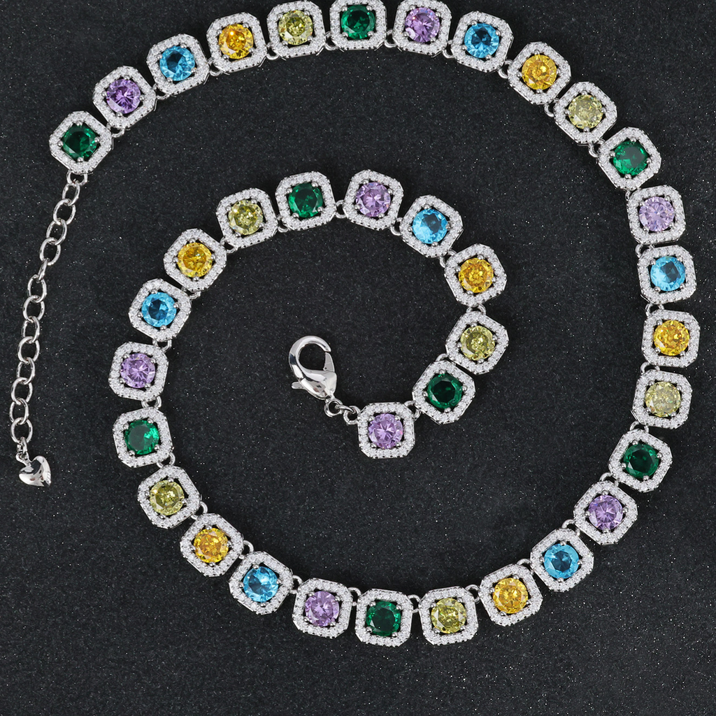 Colgante de circonita cúbica con diseño de flores y plantas