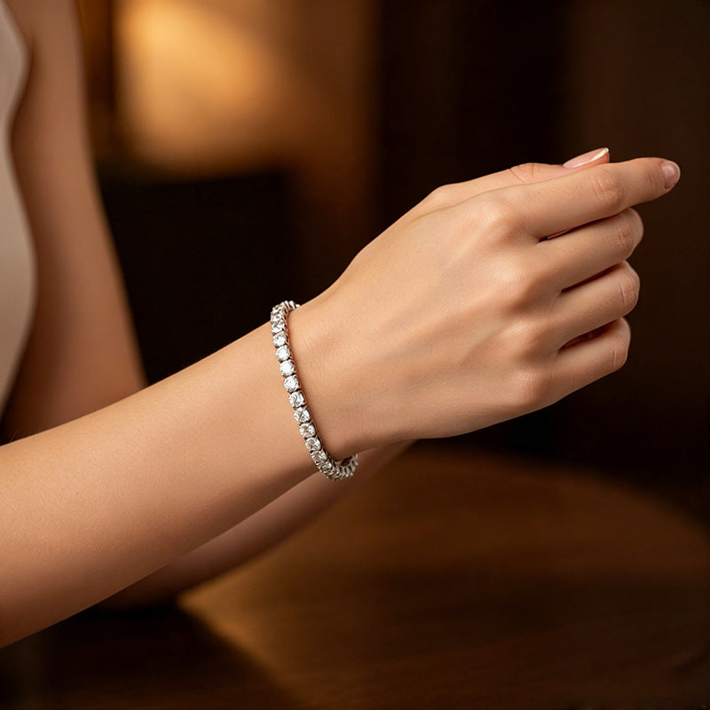 Pulsera Tenis de Moissanita con Base de Cobre y Baño de Oro