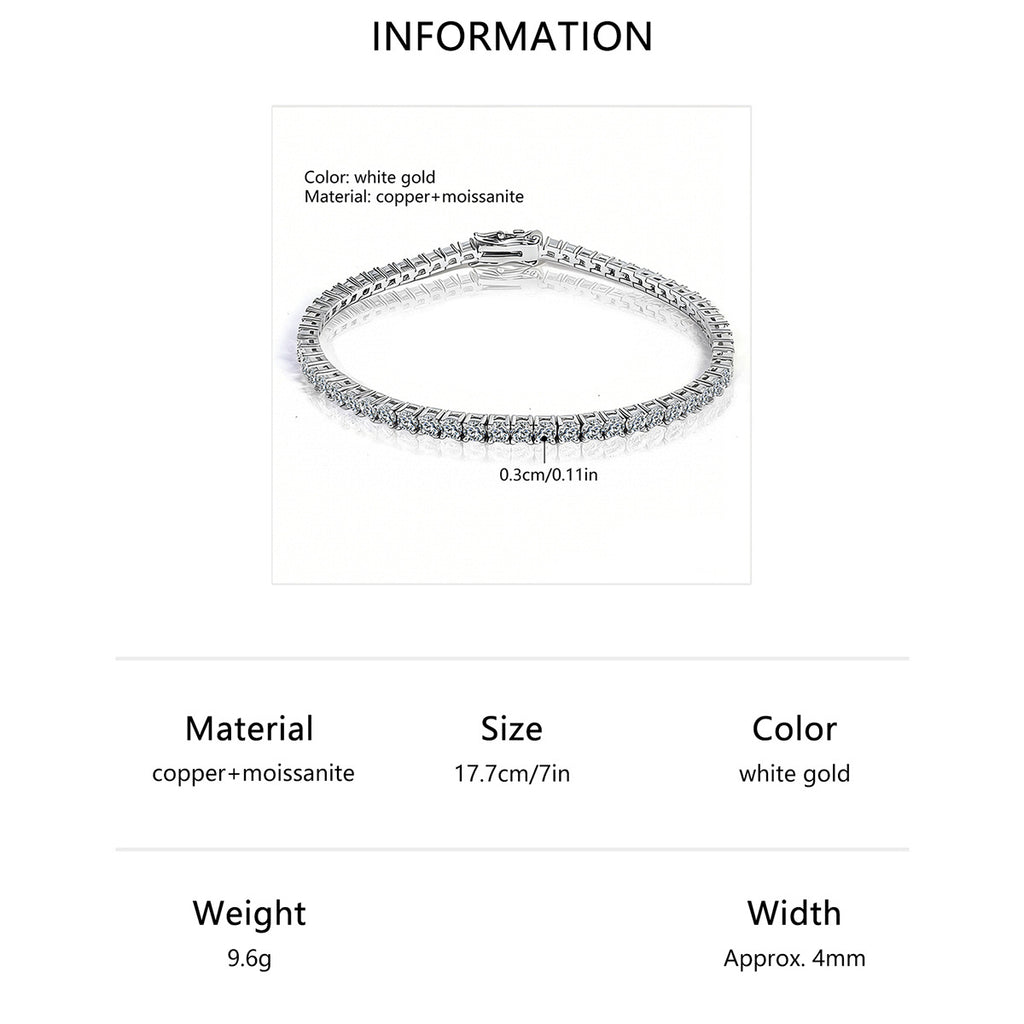 Pulsera Tenis de Moissanita con Base de Cobre y Baño de Oro