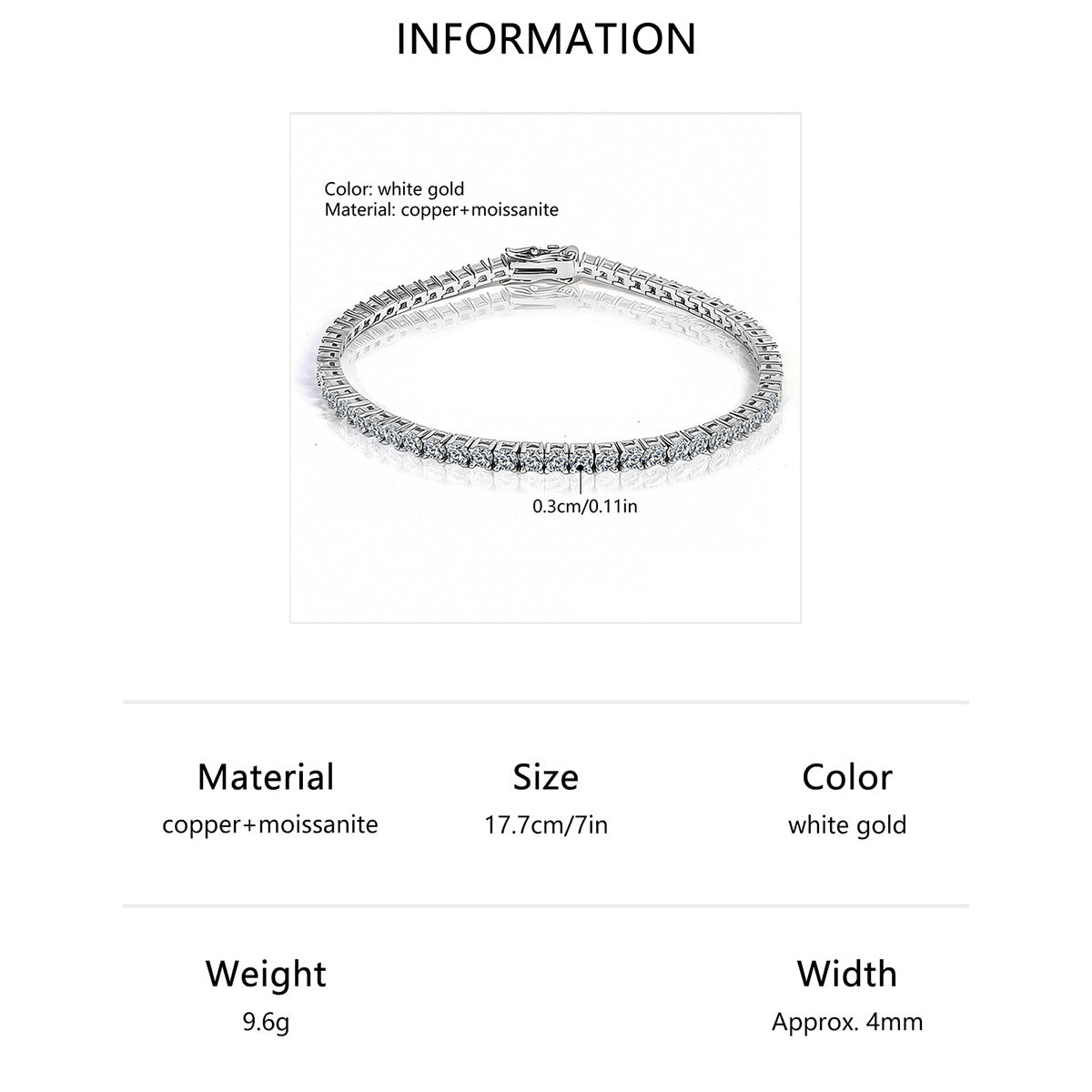 Pulsera Tenis de Moissanita con Base de Cobre y Baño de Oro