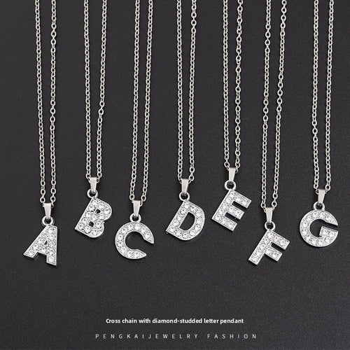 Collar de Acero Inoxidable con Colgante de Letra y Circonita