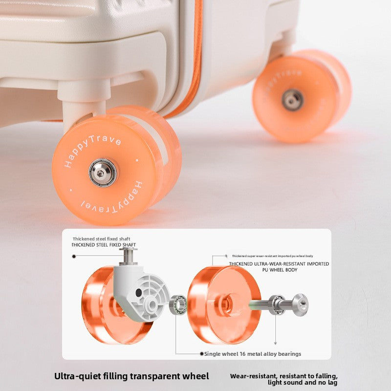 Side-opening suitcase with a wide handle