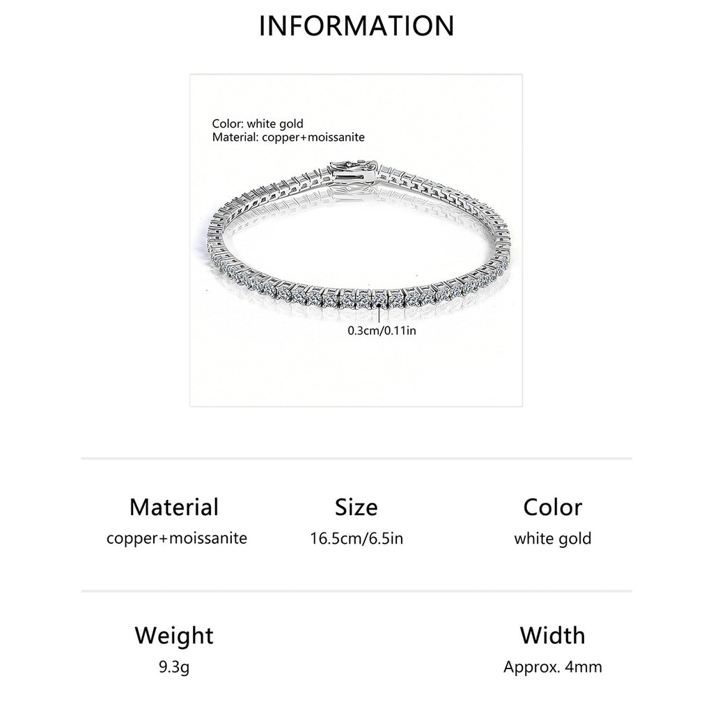 Pulsera Tenis de Moissanita con Base de Cobre y Baño de Oro