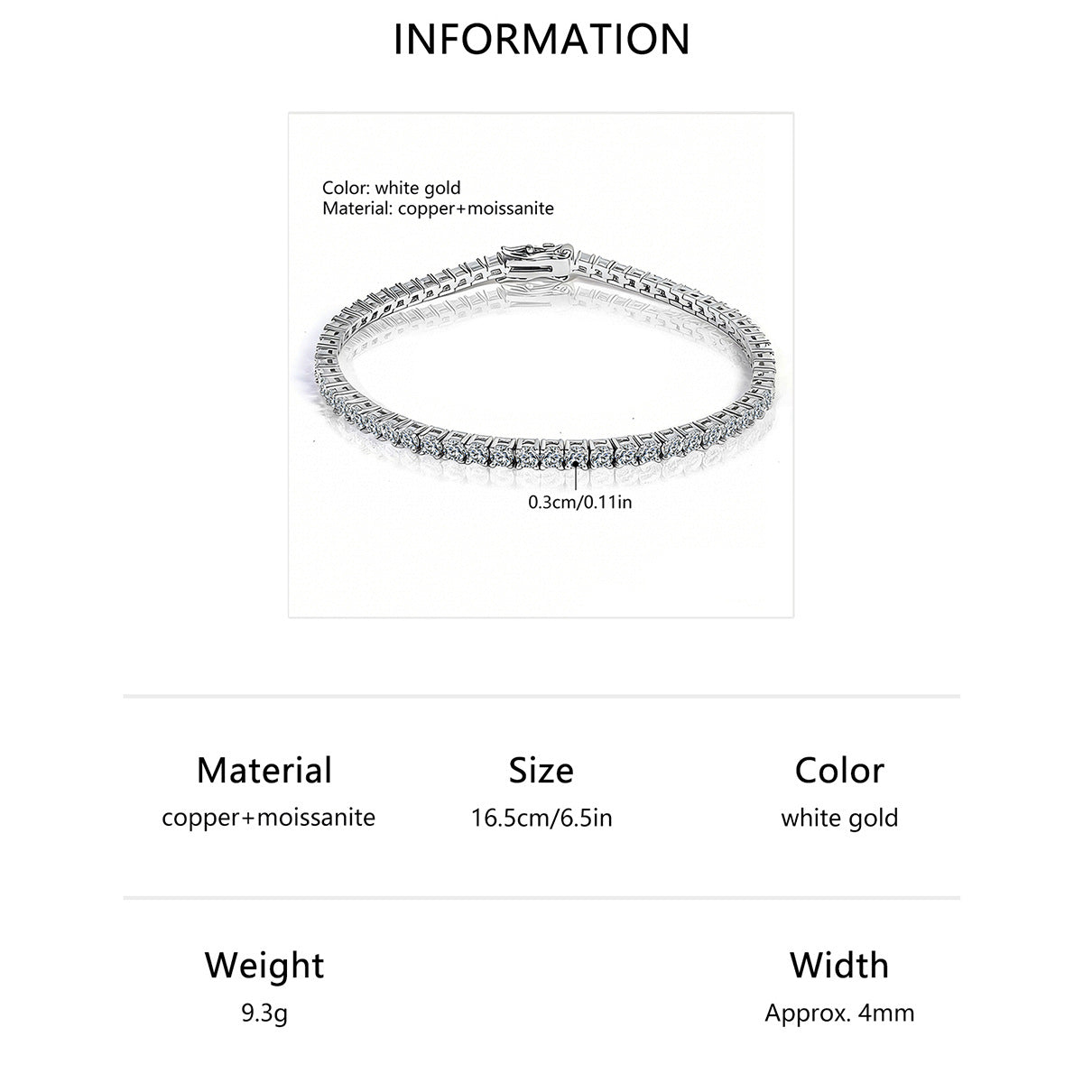 Pulsera Tenis de Moissanita con Base de Cobre y Baño de Oro