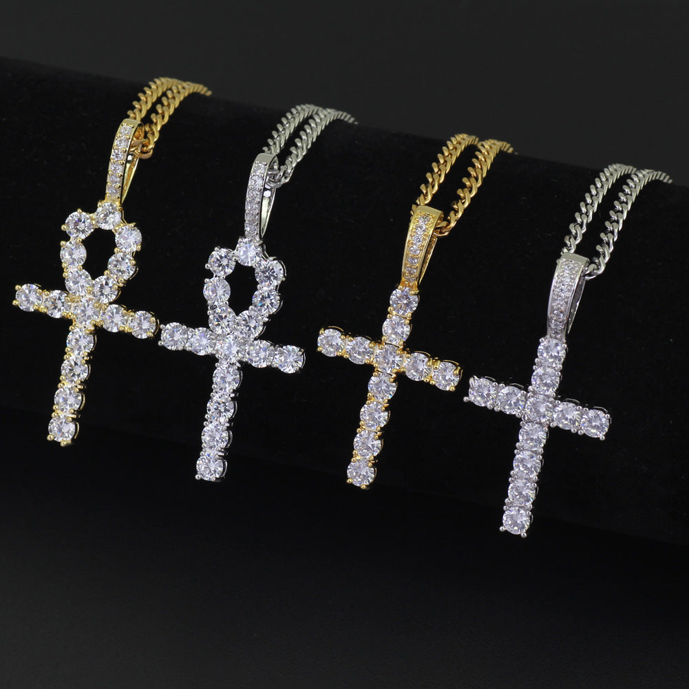 Collar con Colgante de Cruz de Circonita para Hombre