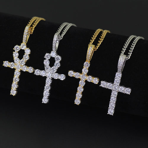 Collar con Colgante de Cruz de Circonita para Hombre