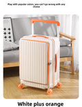 Side-opening suitcase with a wide handle