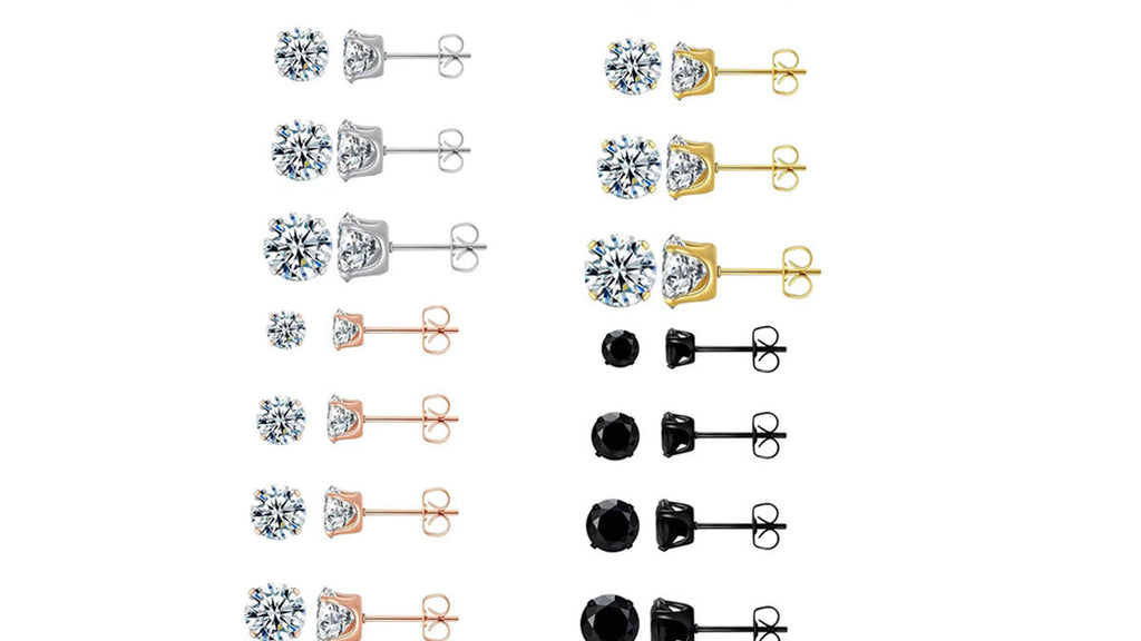 Pendientes de circonita sintética con engaste de cuatro garras