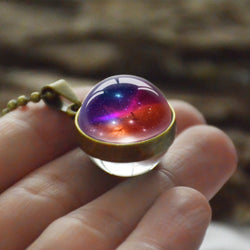 Cosmic Necklace with Double-Sided Glass Sphere
