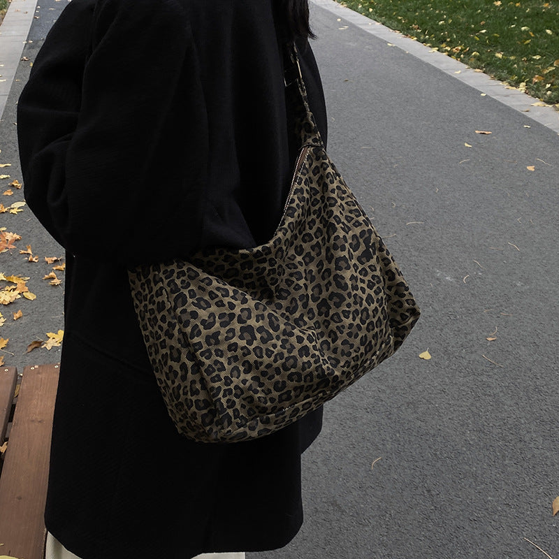 Bolso de Hombro con Estampado de Leopardo para Mujer