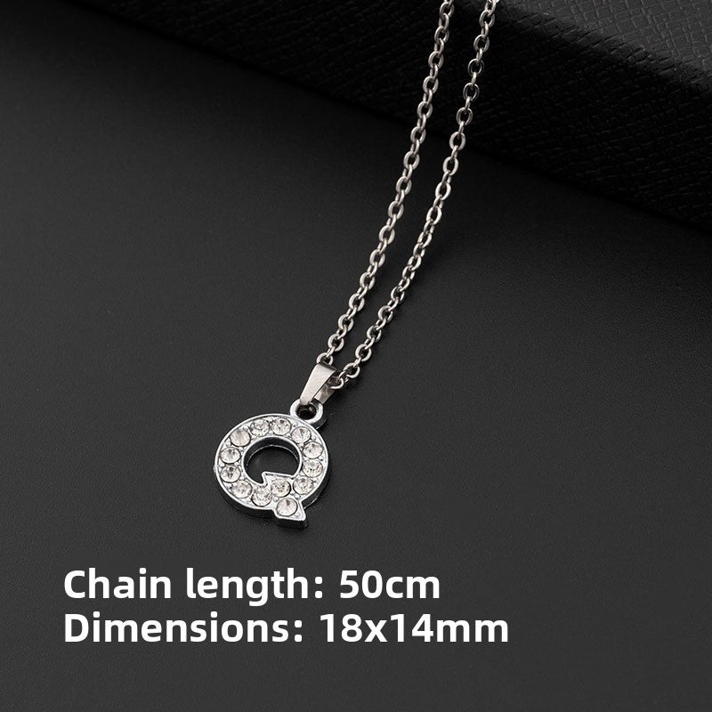 Collar de Acero Inoxidable con Colgante de Letra y Circonita