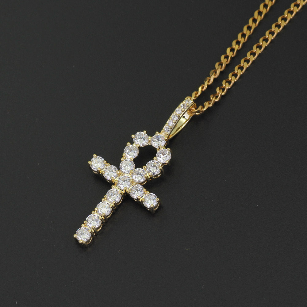 Collar con Colgante de Cruz de Circonita para Hombre