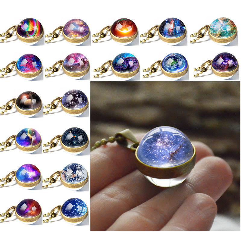 Collar Cósmico con Esfera de Cristal de Doble Cara