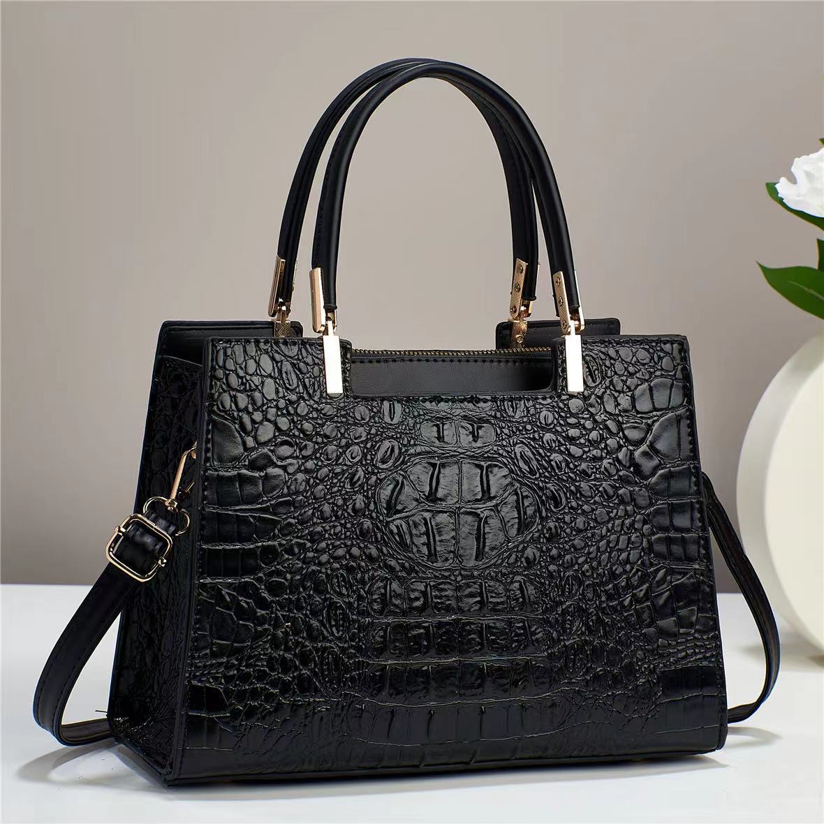 Bolso de Gran Capacidad con Textura de Cocodrilo
