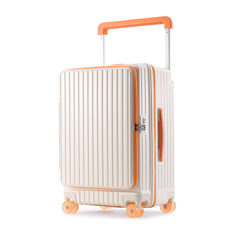 Side-opening suitcase with a wide handle