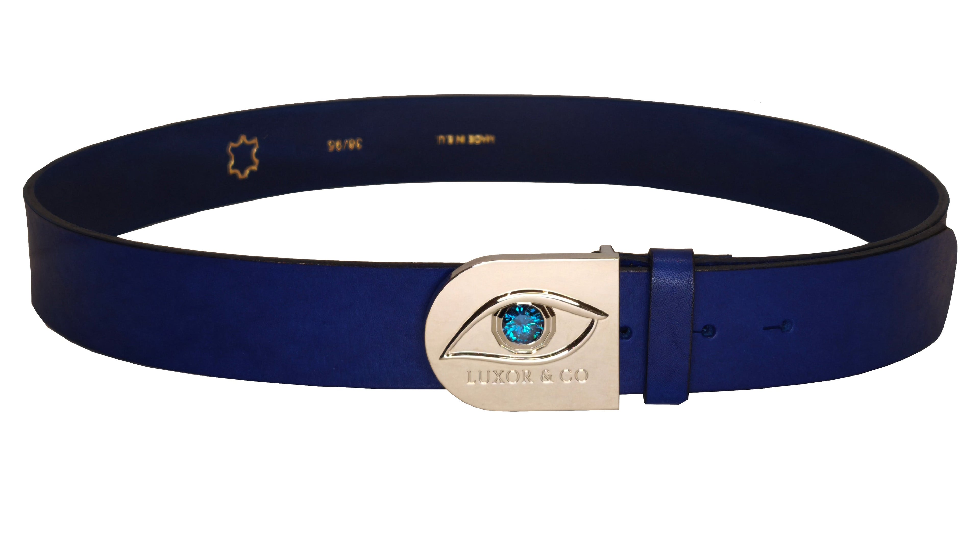 Cinturón de Piel Ojo de Ra - Cuero Azul, hebilla Plata – LUXOR&CO