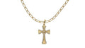 Conjunto de Cruz de Oro 18K con Circonitas y Cadena Bilbao
