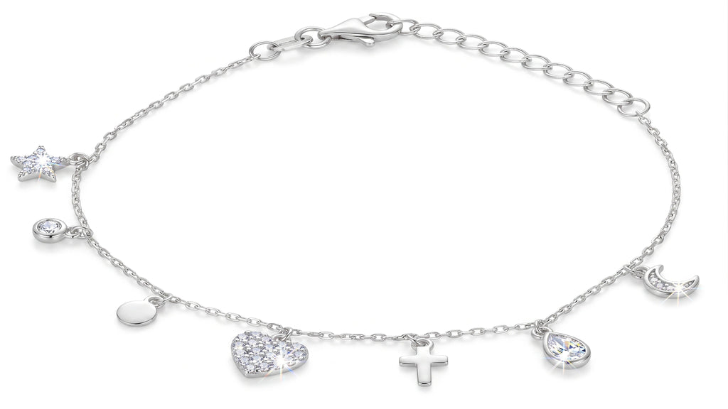 Pulsera Multicharms en Plata de Ley 925 – Símbolos de Luz y Vida