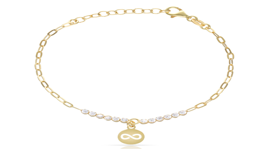 Pulsera Infinito de Plata con Baño de Oro y Circonitas Brillantes
