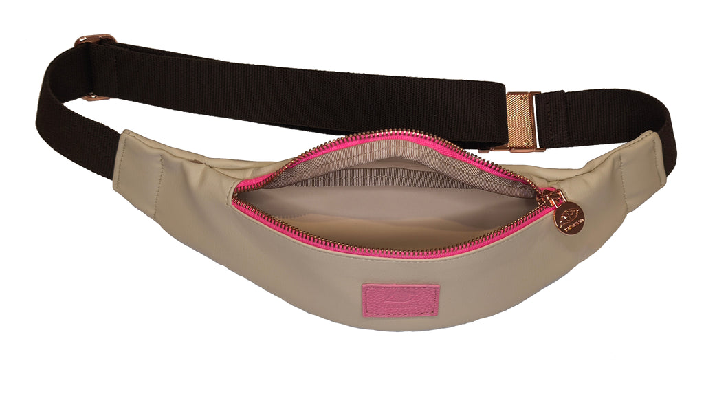 Riñonera Mini Bío-Material – Beige & Pink Neon