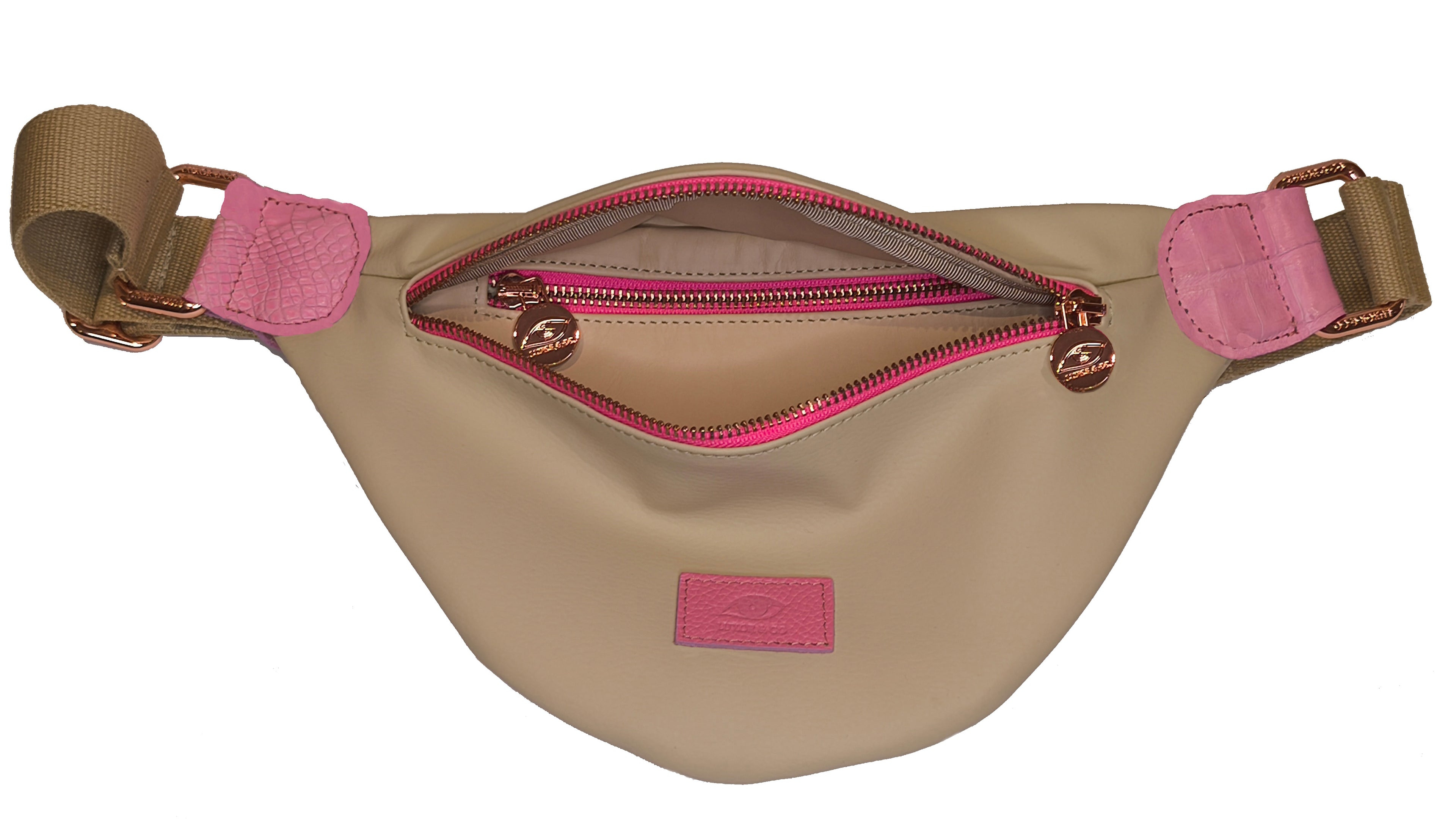 Riñonera de Bío -Material + detalles en caimán +rosa