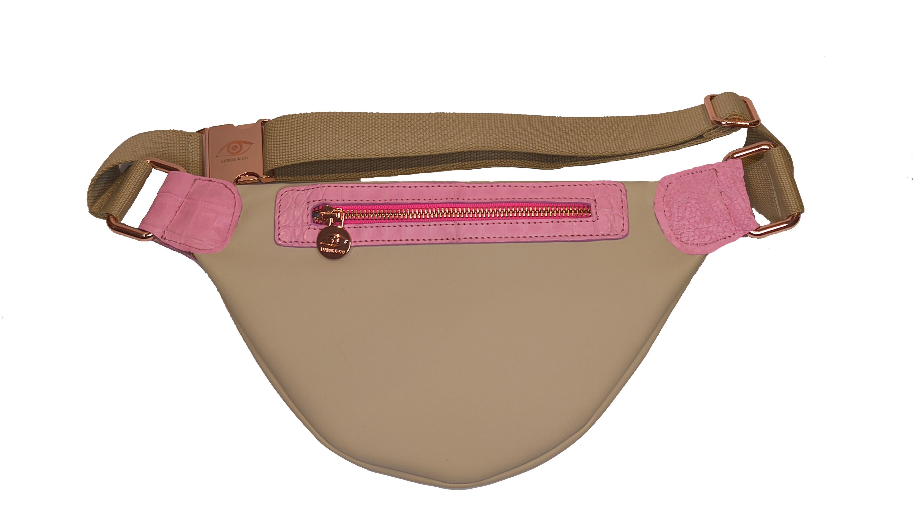 Riñonera de Bío -Material + detalles en caimán +rosa
