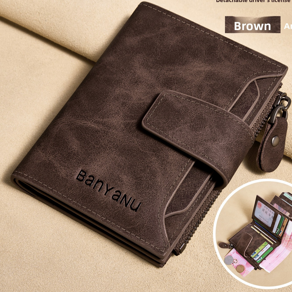Cartera con Monedero de Piel Auténtica para Hombre con Protección RFID