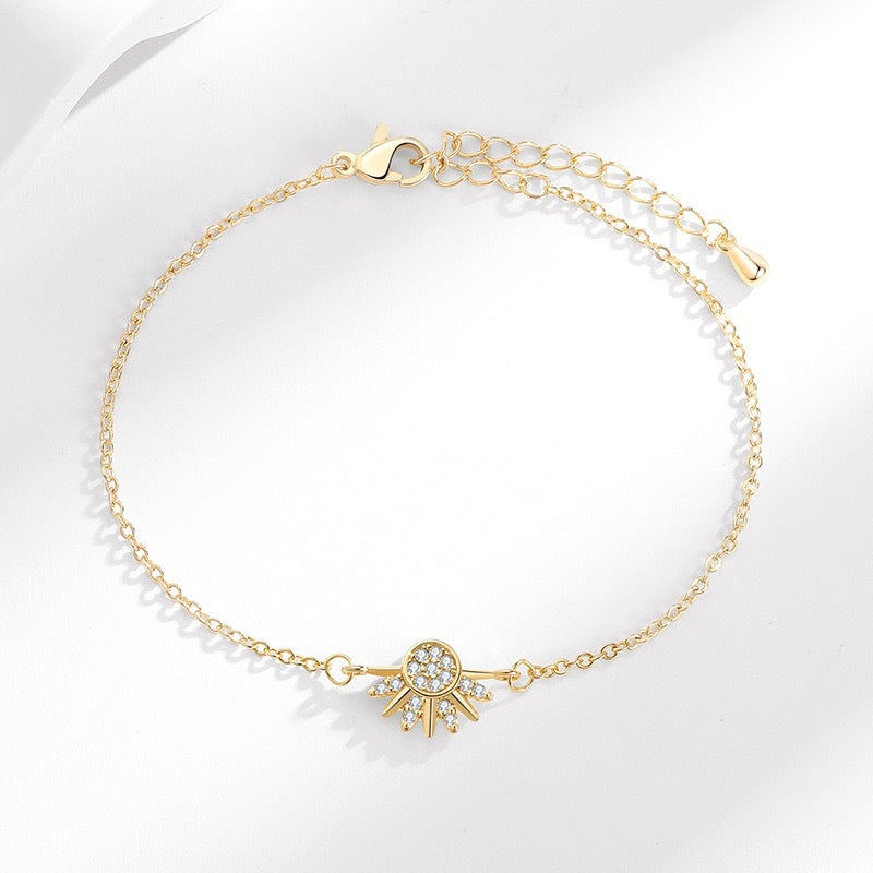 Pulsera de Sol Bicolor en Plata para Mujer, Estilo Layered