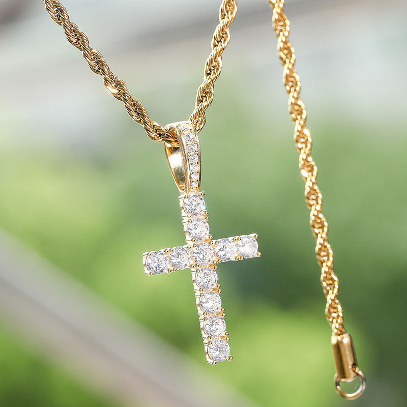Collar con Colgante de Cruz de Circonita para Hombre