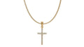 Collar Cruz de Oro 18K con Circonitas y Cadena Barbada Maciza