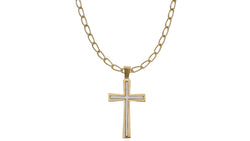 Conjunto Cruz Bicolor y Cadena Bilbao Oro 18K – LUXOR&CO, joyería de lujo