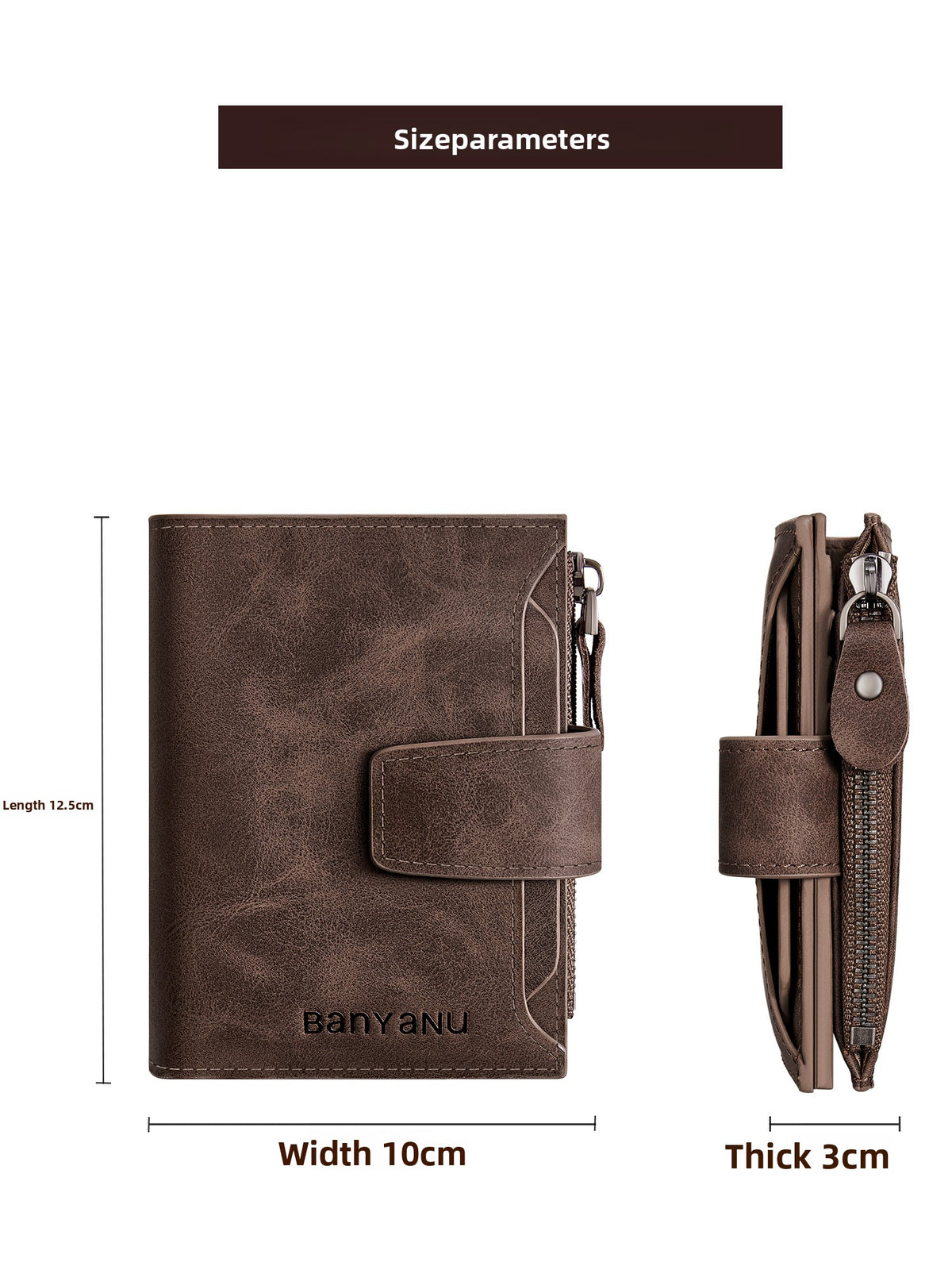 Cartera con Monedero de Piel Auténtica para Hombre con Protección RFID