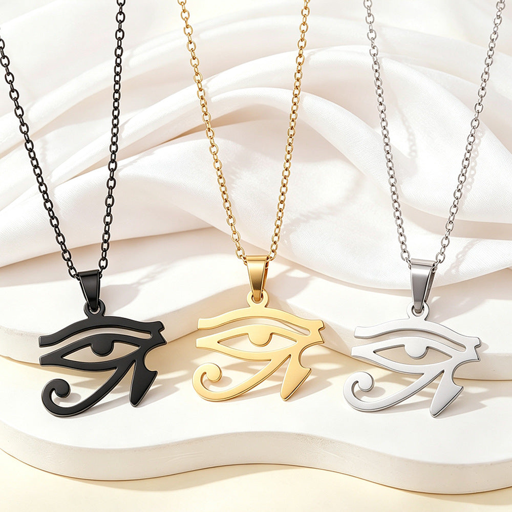 Collar con Colgante Ojo de Horus de Acero Inoxidable para Mujer
