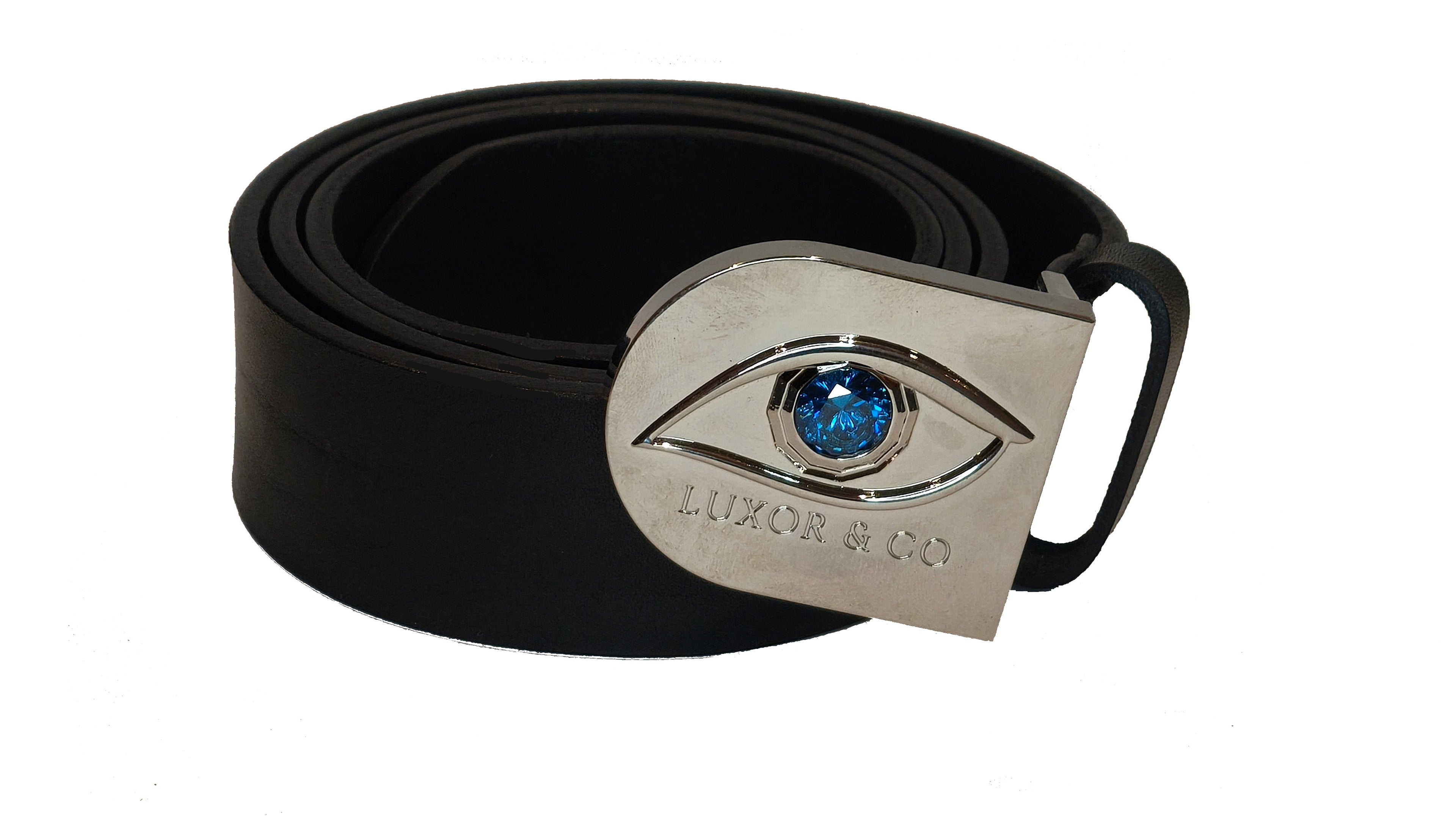 Cinturón de Piel Ojo de Ra | Cuero Negro 4cm | Luxor & Co