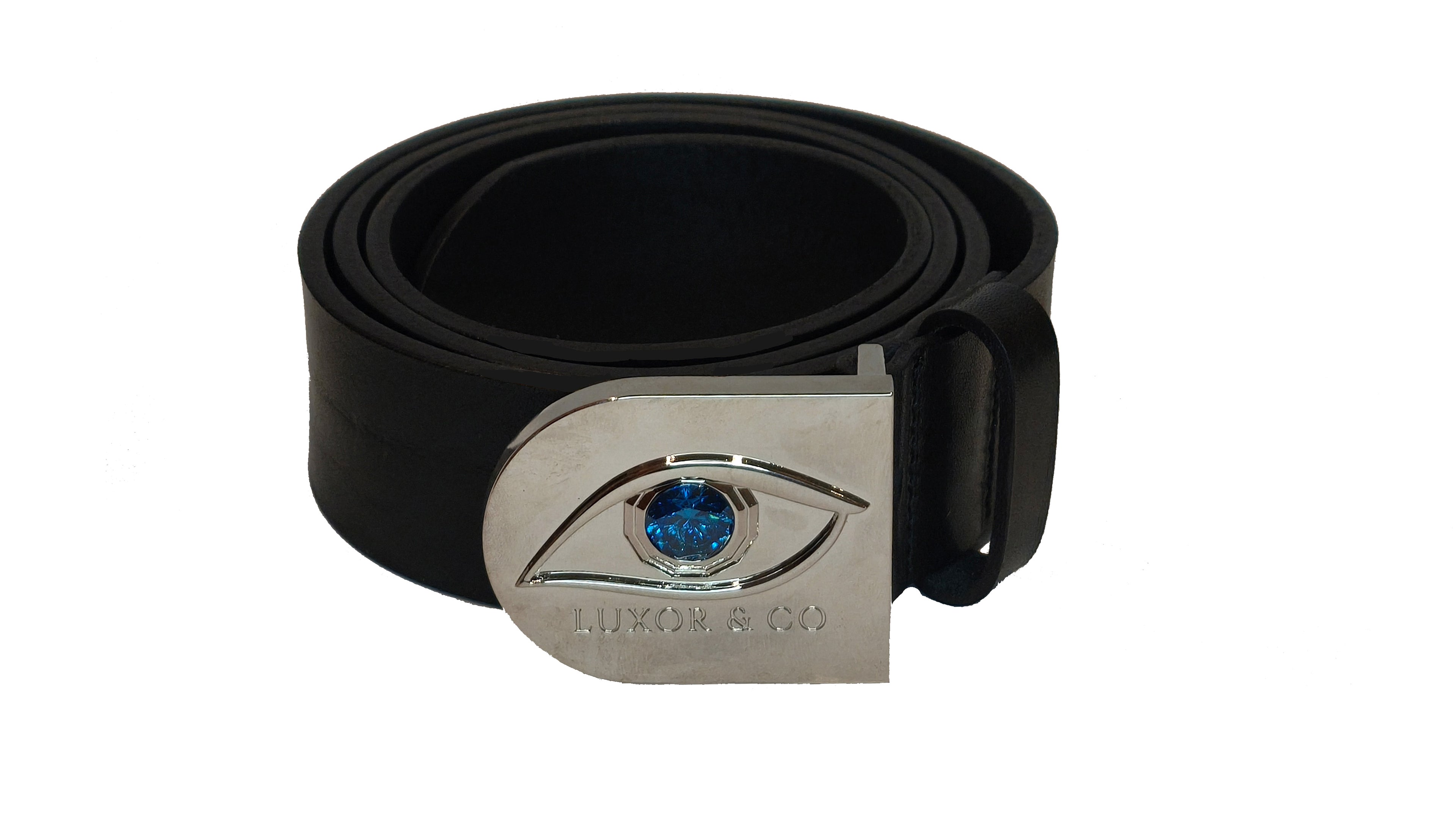 Cinturón de Piel Ojo de Ra | Cuero Negro 4cm | Luxor & Co