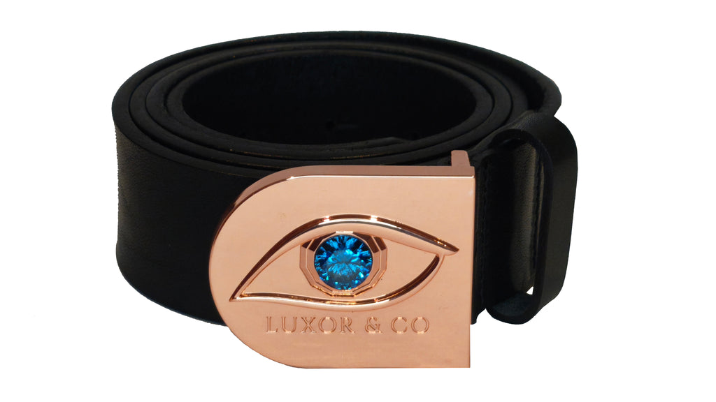 Cinturón de Piel Ojo de Ra | Cuero Negro 4cm | Luxor & Co