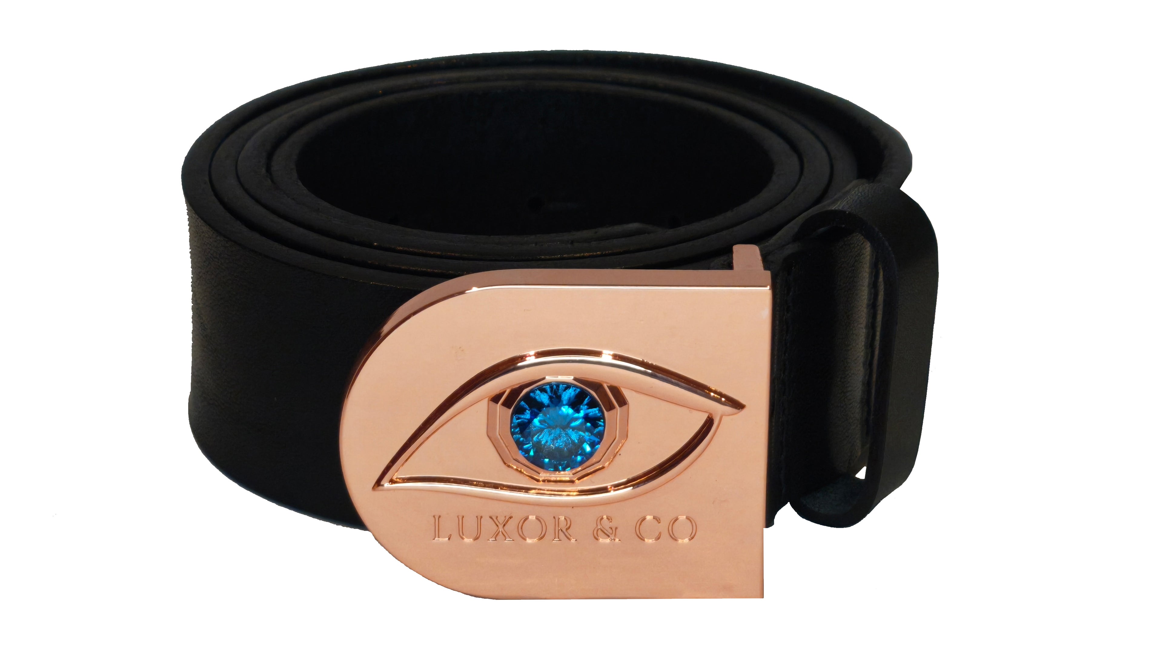 Cinturón de Piel Ojo de Ra | Cuero Negro 4cm | Luxor & Co