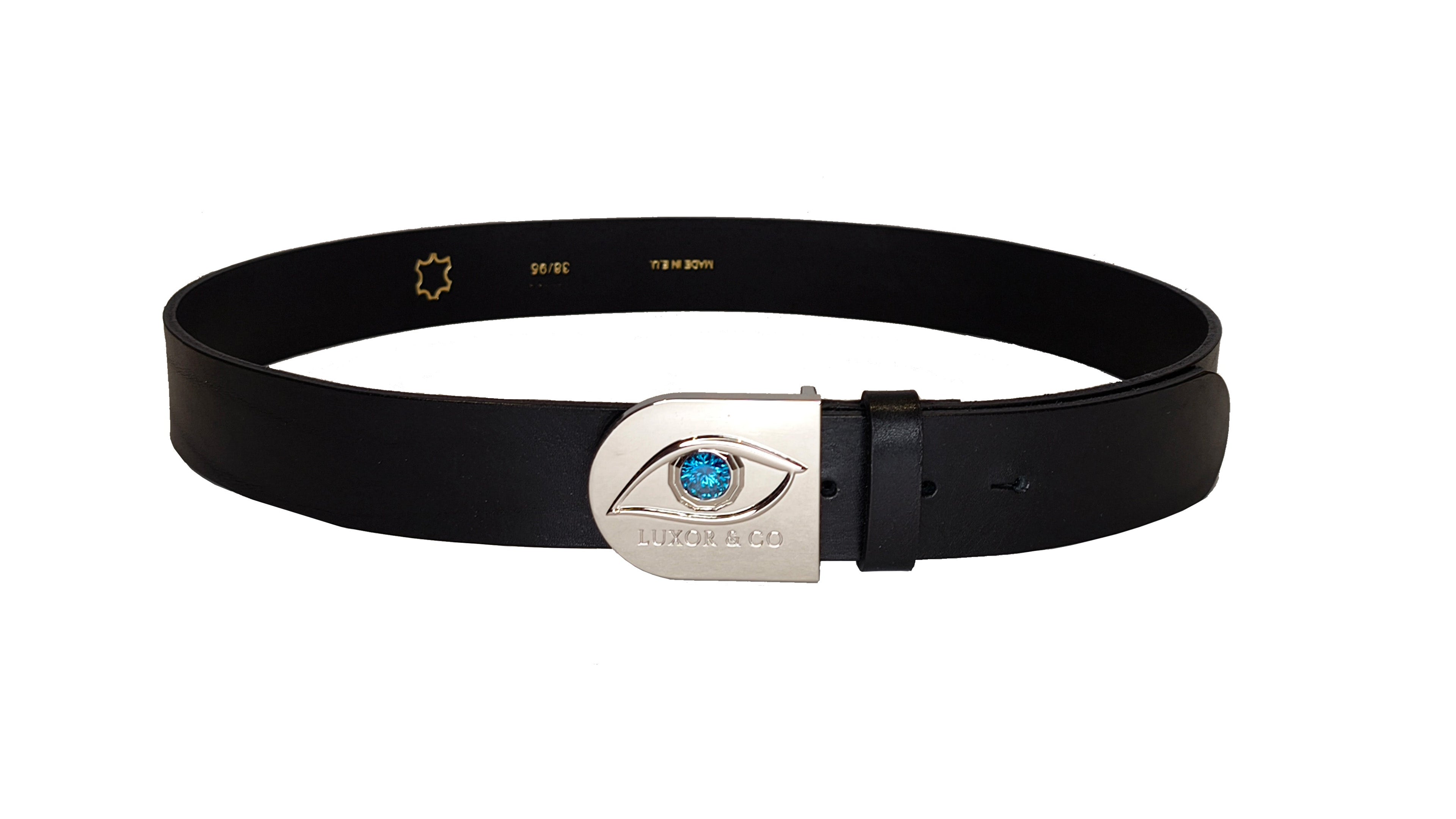 Cinturón de Piel Ojo de Ra - Cuero Negro, hebilla Plata – LUXOR&CO