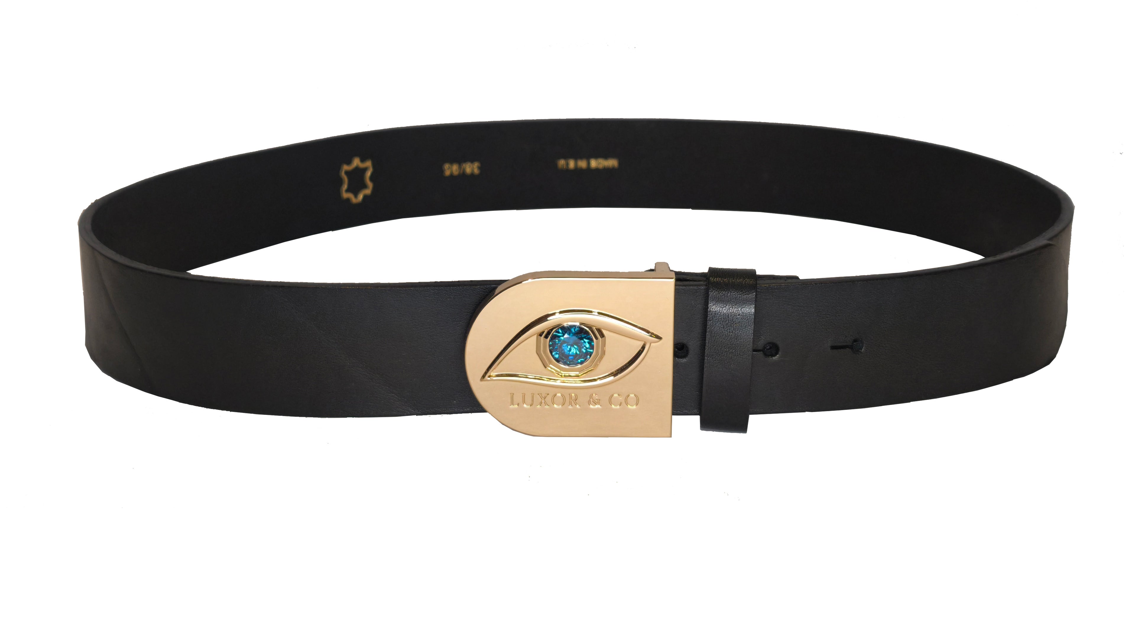 Cinturón de Piel Ojo de Ra | Cuero Negro 4cm | Luxor & Co
