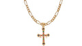 Conjunto de Oro de 18 Kl: Cadena 3mm (50/60 cm) y Cruz Asturiana con Piedras