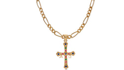 Conjunto de Oro de 18 Kl: Cadena 3mm (50/60 cm) y Cruz Asturiana con Piedras – LUXOR&CO, joyería de lujo