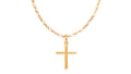 Conjunto Cruz de Palo Liso y Cadena 3x1 en Plata Chapada en Oro
