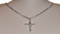 Conjunto de Cadena Fígaro y Cruz con Cristo en Plata de Ley 925