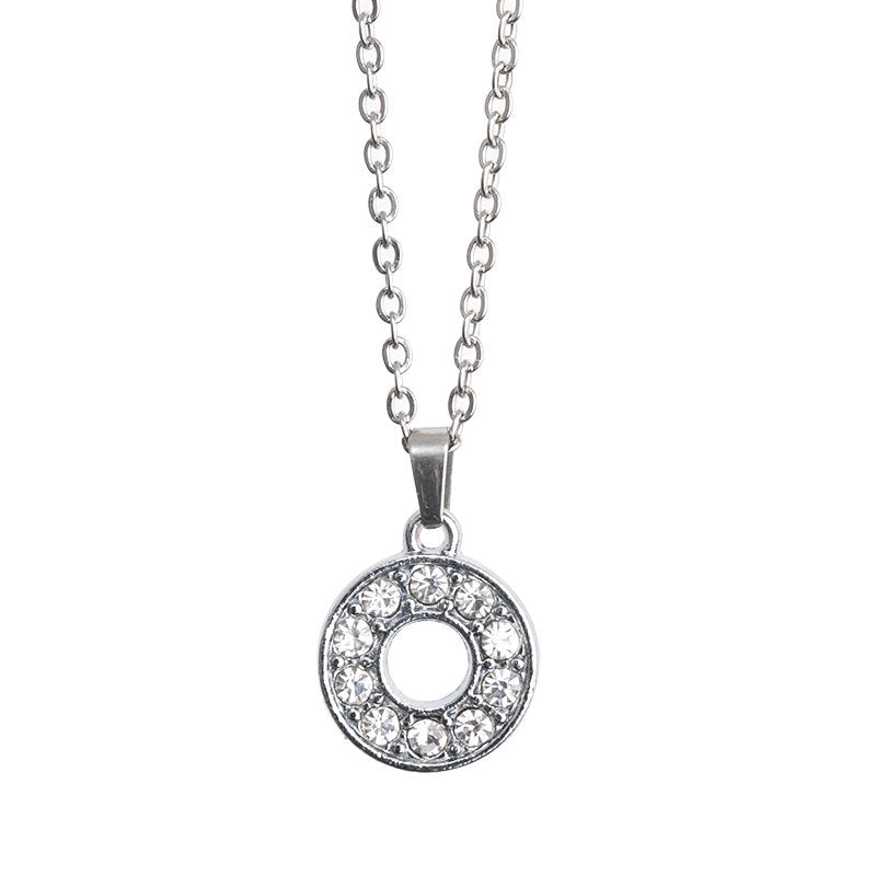 Collar de Acero Inoxidable con Colgante de Letra y Circonita