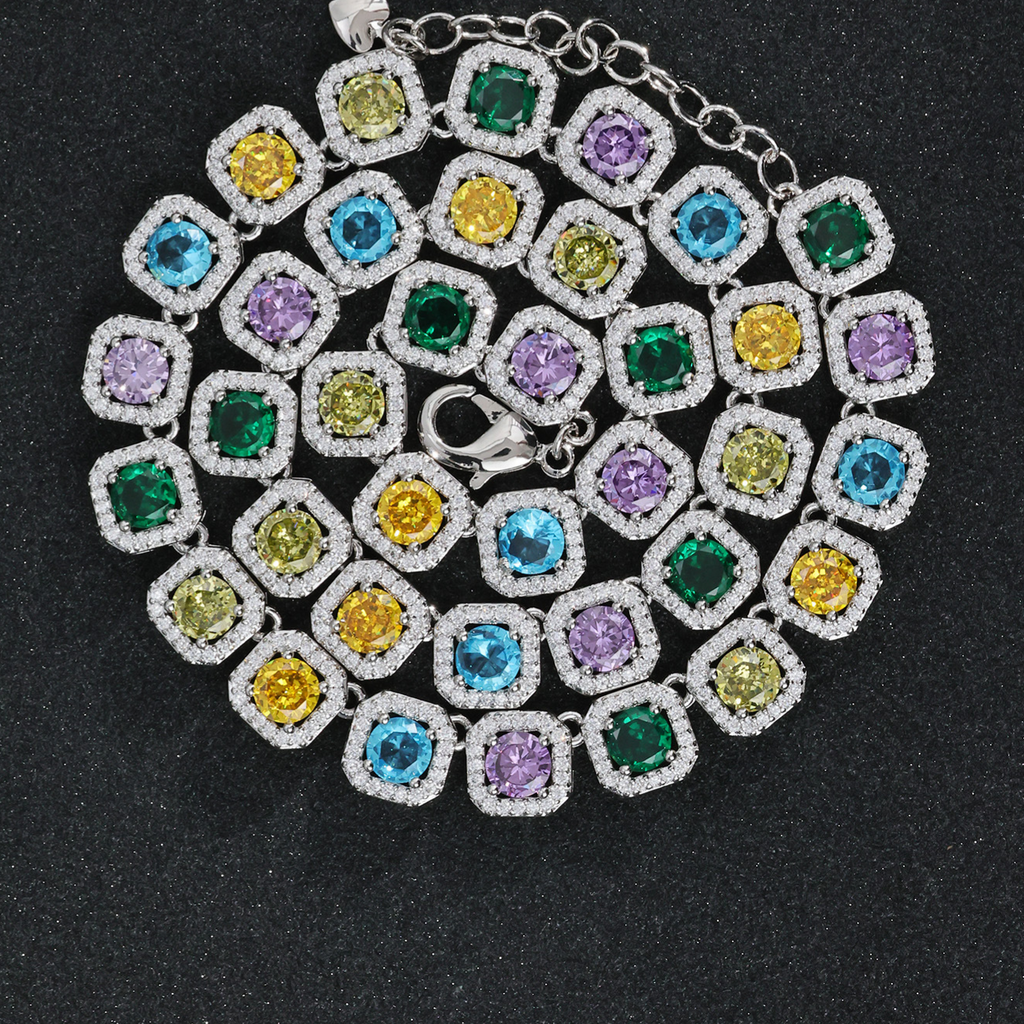 Conjunto de collar y pulsera hip-hop con circonita cúbica