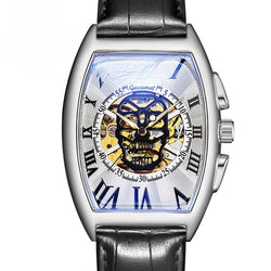 Reloj mecánico automático esqueleto con calavera