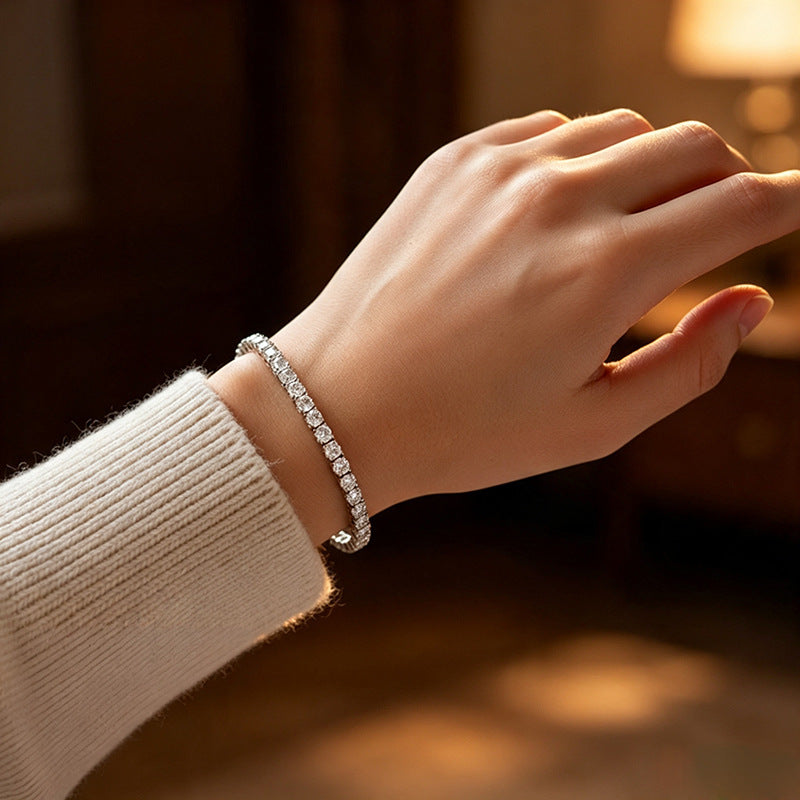 Pulsera Tenis de Moissanita con Base de Cobre y Baño de Oro