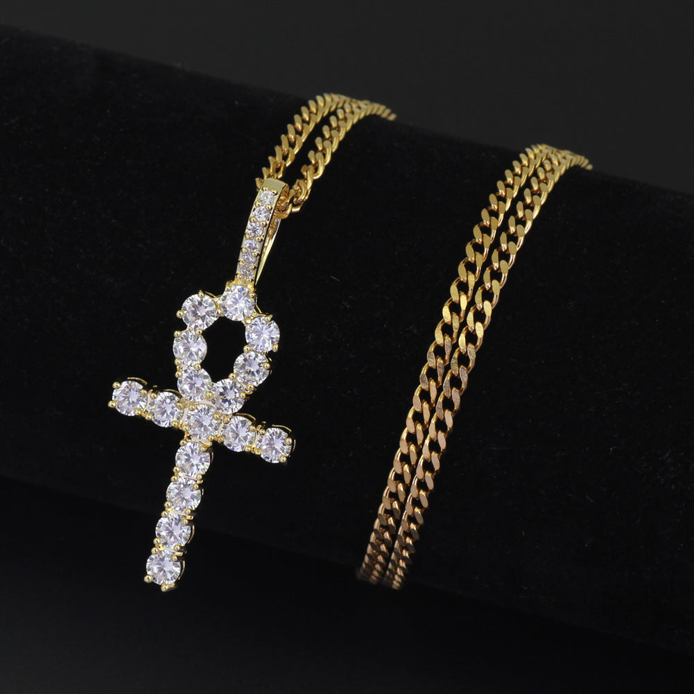 Collar con Colgante de Cruz de Circonita para Hombre