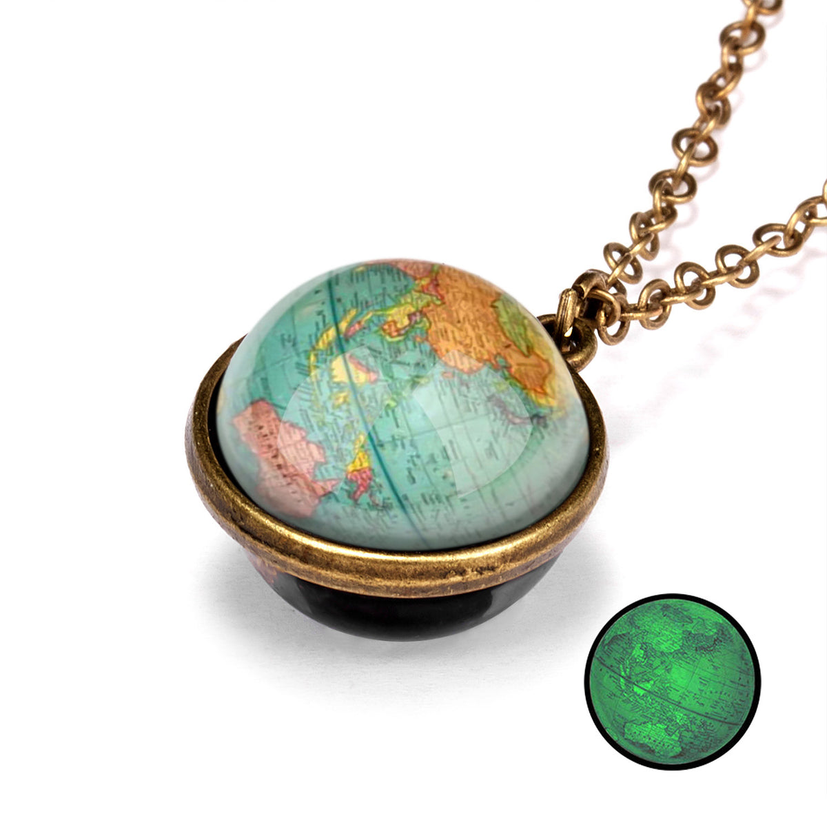 Double-Sided Geometric Pendant Galaxy Glow Necklace